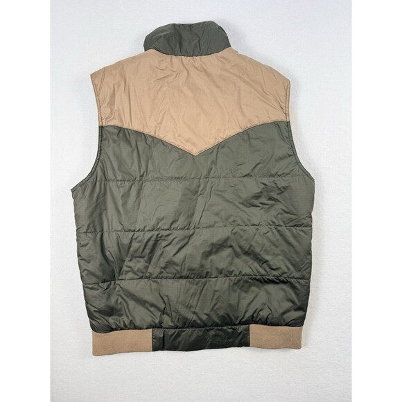 GoLite Men’s Puffer Vest Green Tan Outdoor Hiking Zip Snap Size M - Picture 5 of 5
